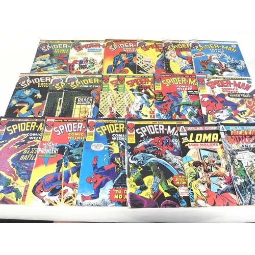 129 - A box containing approximately 150 comics. Mostly made up of Spiderman titles. No reserve.