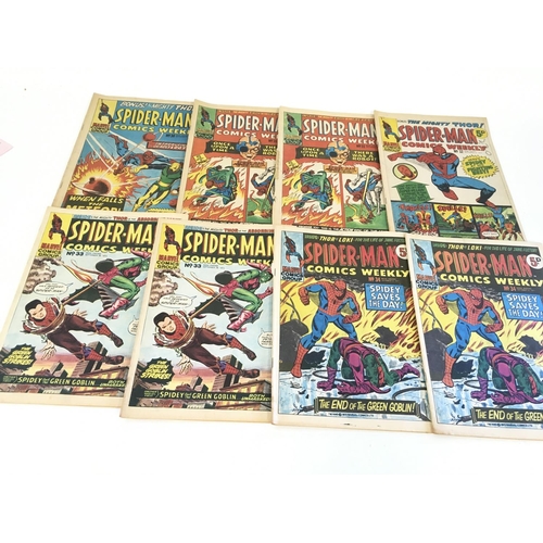 130 - A box containing approximately 45 1970's Spiderman comic weekly. Including first issue. No reserve.