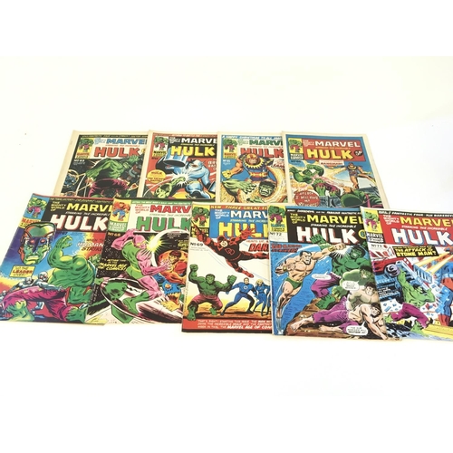 132 - A box containing approximately 140 1970's marvel comics. Consisting of The Incredible Hulk and Plane... 