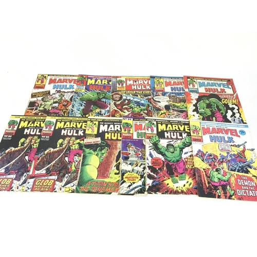 132 - A box containing approximately 140 1970's marvel comics. Consisting of The Incredible Hulk and Plane... 