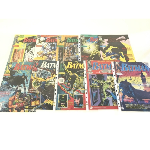 135 - A box containing 3 binders of DC comics. Including a run of Batman 1-41, inclusive of the Batman pre... 