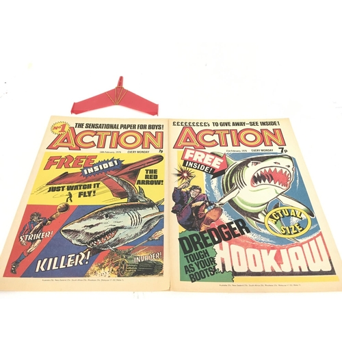 2 - Action Comic #1 14th of February 1976 and #2 21st of February 1976. Both with the free gifts.