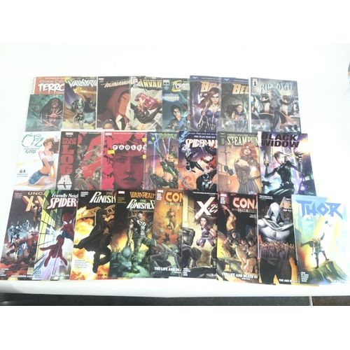 57 - A box containing approximately 100 comics. Various titles including Marvel and DC. No reserve.