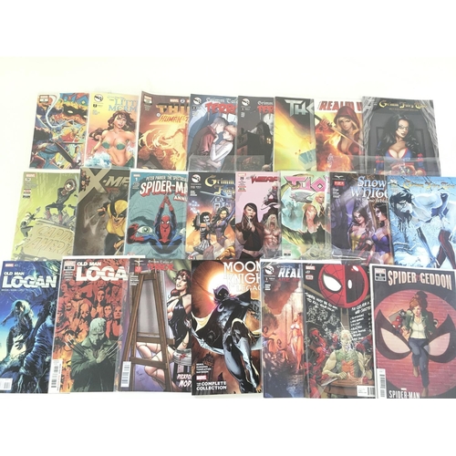 62 - A box containing approximately 150 comics. Various titles including Marvel and DC. No reserve.