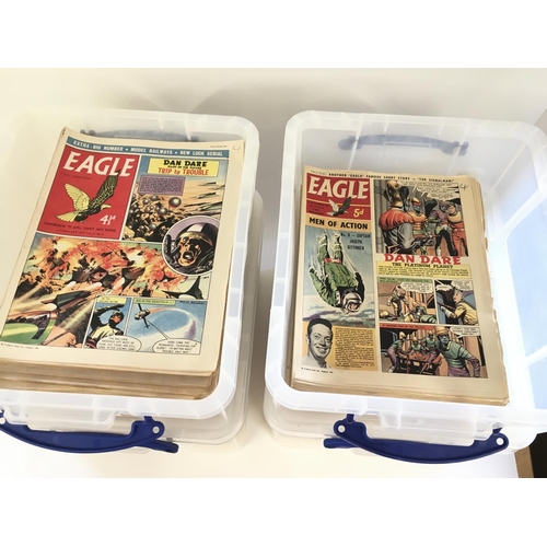 91 - 4 boxes containing approximately 600 Eagle comics, dating back to the 60's, various volumes. No rese... 