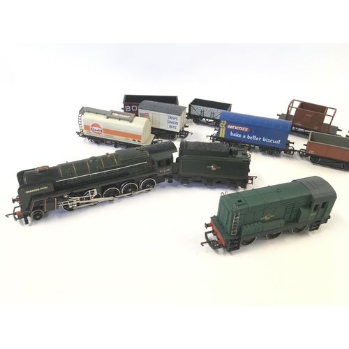 108 - A Box Containing a Collection of 00 Gauge Locomotives.Track And Wagons etc.