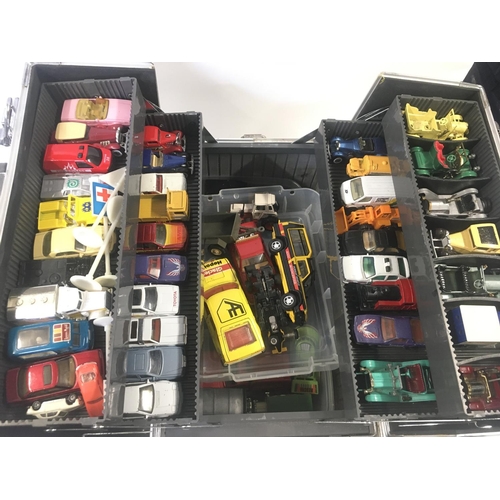 130 - A Collection of Playworn Diecast including a Matchbox Carry Case.