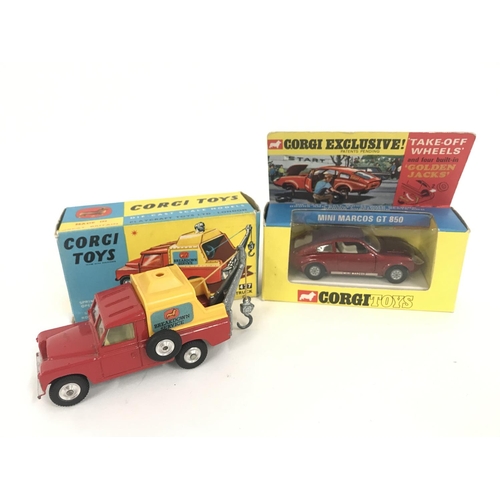 153 - A Boxed Corgi Land-Rover Truck #477 a/f. And a Corgi Mini Marcos GT 850 #341.