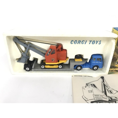 154 - A Boxed Corgi Gift Set #27 Machinery Carrier With Bedford Tractor Unit And Priestman Cub Shovel.