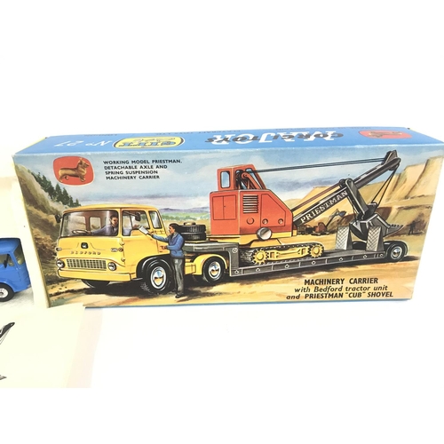 154 - A Boxed Corgi Gift Set #27 Machinery Carrier With Bedford Tractor Unit And Priestman Cub Shovel.