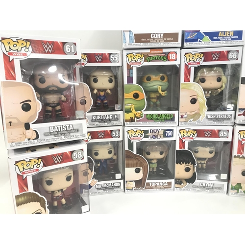 16 - A Collection of Boxed Funko Pop Figures. Including WWE.