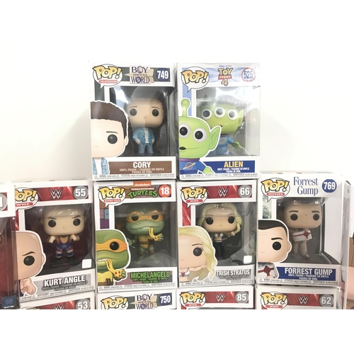 16 - A Collection of Boxed Funko Pop Figures. Including WWE.