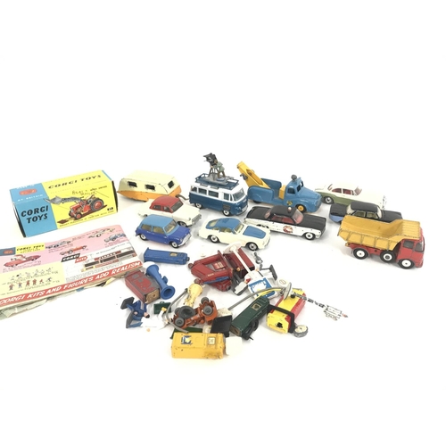 175 - A Collection of Playworn Diecast all Corgi with an empty Massey Ferguson Box.