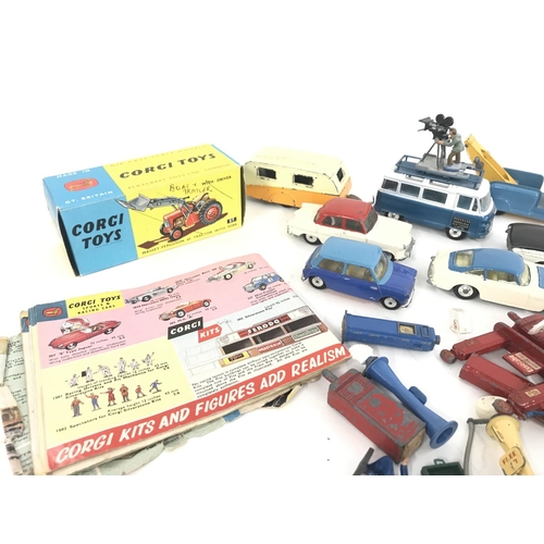 175 - A Collection of Playworn Diecast all Corgi with an empty Massey Ferguson Box.