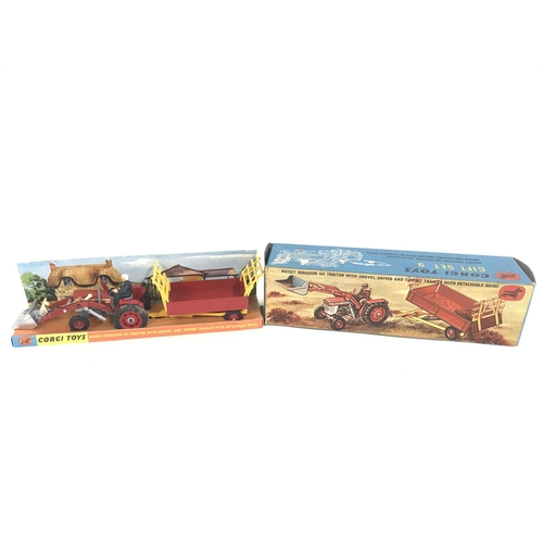 177 - A Boxed Corgi Massey Ferguson 165 Tractor With Shovel.Driver and Tipping Trailer. Gift Set #9.