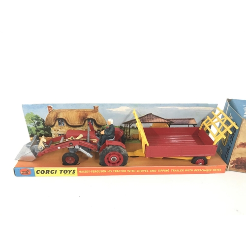 177 - A Boxed Corgi Massey Ferguson 165 Tractor With Shovel.Driver and Tipping Trailer. Gift Set #9.