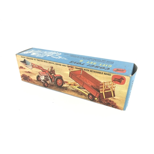 177 - A Boxed Corgi Massey Ferguson 165 Tractor With Shovel.Driver and Tipping Trailer. Gift Set #9.