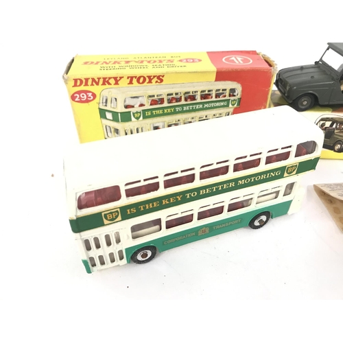 189 - A Boxed French Dinky Sinpar 4x4 #800 (Ariel missing) and a Leyland Atlantean Bus #293.