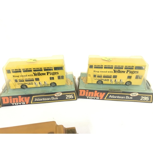 191 - 4 X Boxed Dinky Toys Buses. 2 x Atlantean Buses #295. A Atlantean City Bus #291 and a Swiss PTT Bus ... 