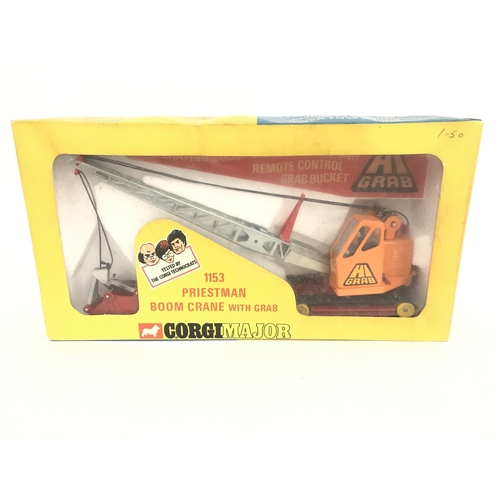 196 - A Boxed Corgi Priestman Boom Crane With Grab #1153.