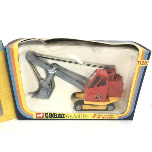 197 - 2 Boxed Corgi Priestman Cub Shovels #1128.