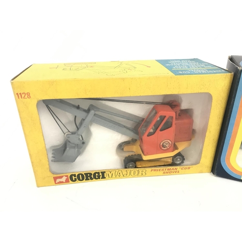 197 - 2 Boxed Corgi Priestman Cub Shovels #1128.