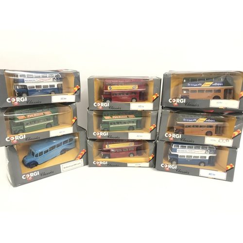 199 - A Collection of Boxed Corgi Buses.