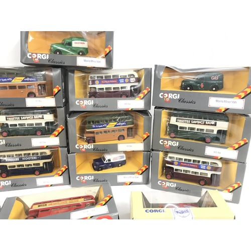 205 - A Collection of Boxed Corgi Classics. Mostly Buses.