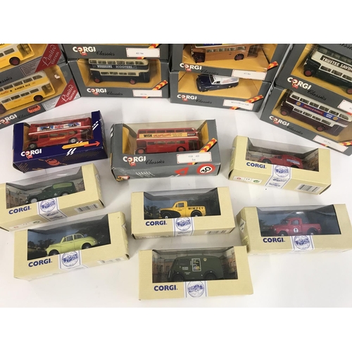 205 - A Collection of Boxed Corgi Classics. Mostly Buses.