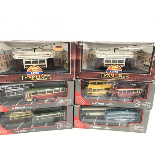 214 - A Collection of Boxed Corgi Original Omnibus and Corgi Tramlines.