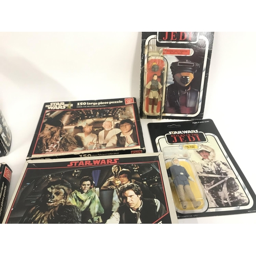 25 - A Box Containing a Collection of Vintage Star Wars Puzzles. Figures. Board Games. Etc.