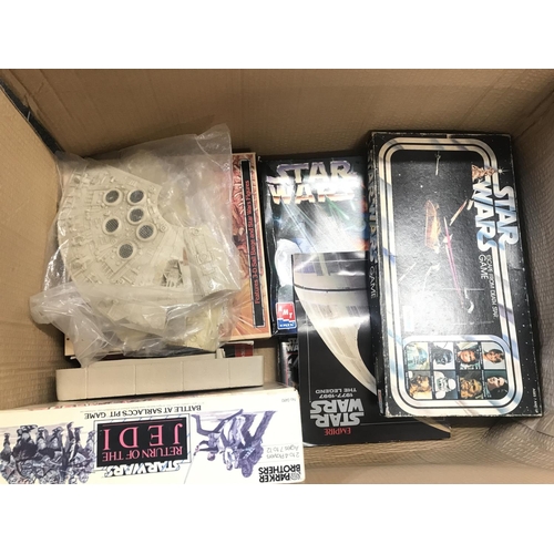 25 - A Box Containing a Collection of Vintage Star Wars Puzzles. Figures. Board Games. Etc.