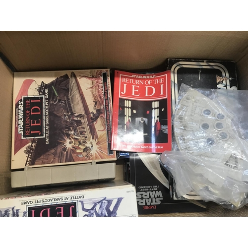 25 - A Box Containing a Collection of Vintage Star Wars Puzzles. Figures. Board Games. Etc.