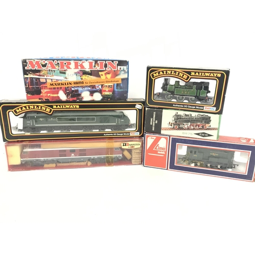 254 - A Collection of 6 Boxed Locomotives including Llima. Rivarossi. Mainline. Marklin etc.