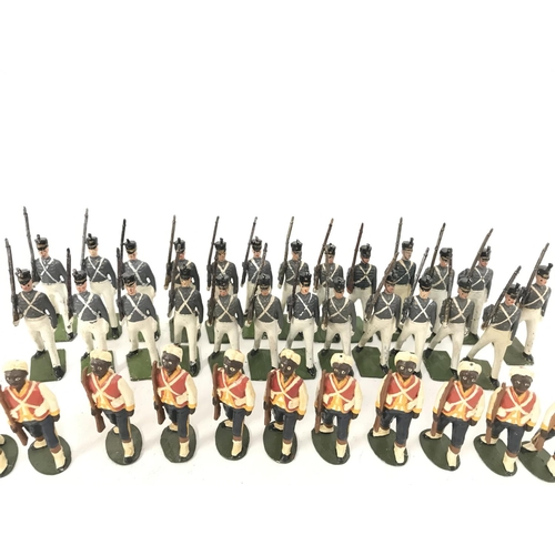 257 - A Collection of Vintage Britains Figures. 25 West Point Cadets and 12 West Indians- Restored. No Res... 