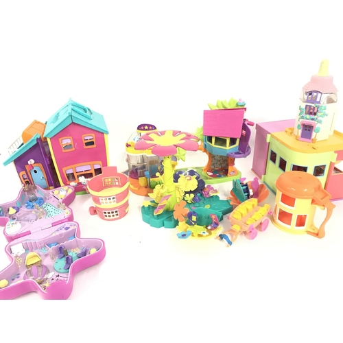 272 - A Box Containing a Large Collection of Polly Pocket buildings And Accessories and others.