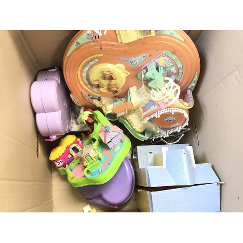 272 - A Box Containing a Large Collection of Polly Pocket buildings And Accessories and others.