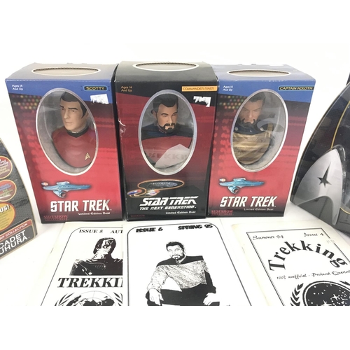 28 - A STAR TREK collection of 3 busts..2 figures and a large bag full of magazines and books. (2)