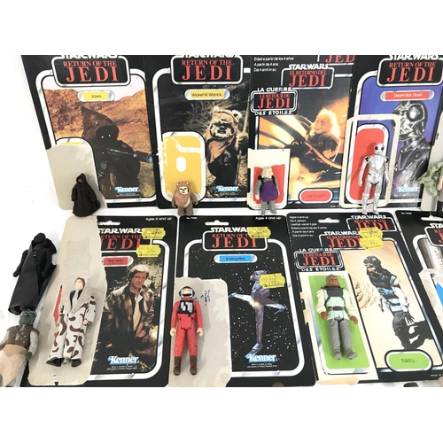 286 - A Collection of Vintage Star Wars Figures With some Backing Cards And accessories.