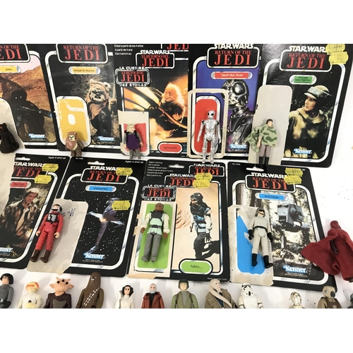 286 - A Collection of Vintage Star Wars Figures With some Backing Cards And accessories.