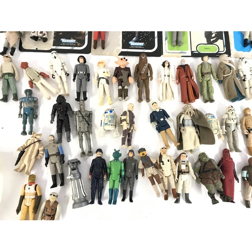 286 - A Collection of Vintage Star Wars Figures With some Backing Cards And accessories.