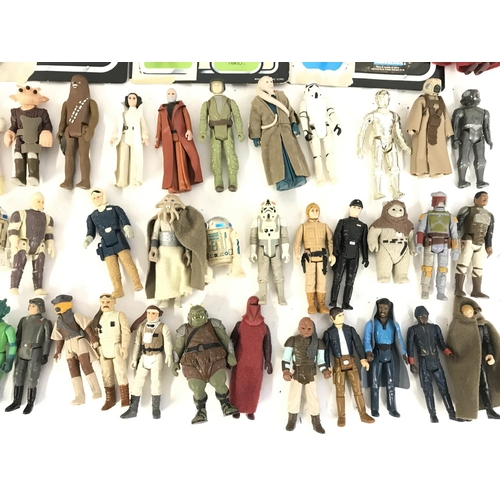 286 - A Collection of Vintage Star Wars Figures With some Backing Cards And accessories.