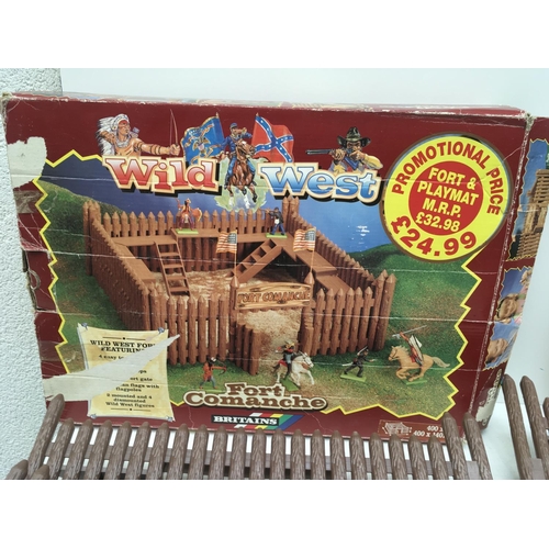 378 - A boxed Britains FORT COMANCHE. Includes playmate. No figures. Some damage to one wall section. NO R... 