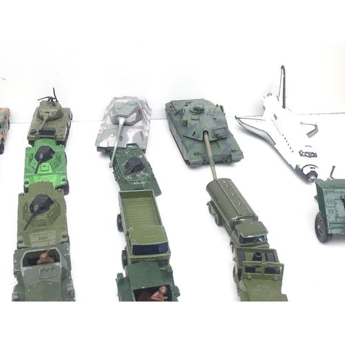 380 - A collection in excess of 30 Playworn model vehicles by Matchbox..Corgi and others. Theme is Militar... 