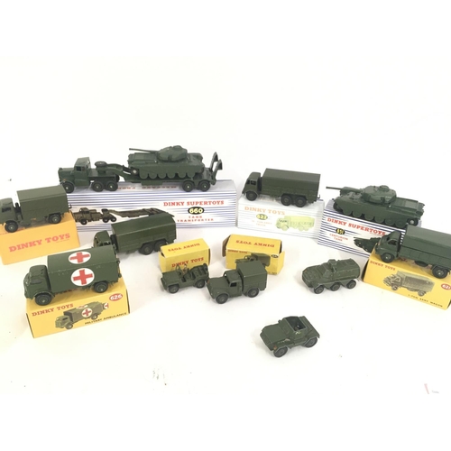 406 - A Collection of Dinky Toys. All Military. 2 are in Original Boxes #641 and #674 (Worn). 6 Are in Rep... 