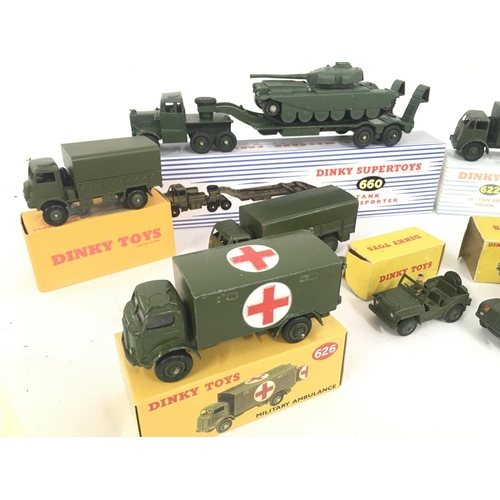 406 - A Collection of Dinky Toys. All Military. 2 are in Original Boxes #641 and #674 (Worn). 6 Are in Rep... 