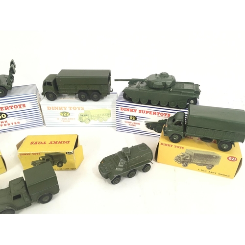 406 - A Collection of Dinky Toys. All Military. 2 are in Original Boxes #641 and #674 (Worn). 6 Are in Rep... 