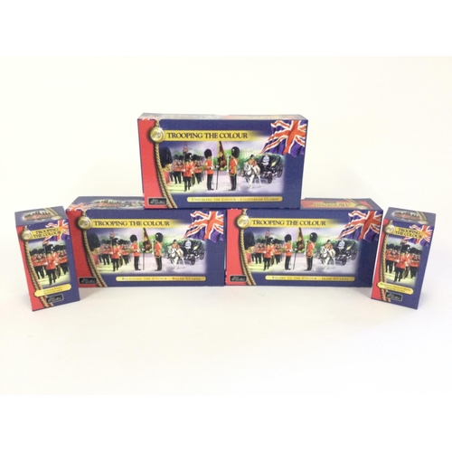 418 - 5 boxes Britains.Trooping the Colour series 40110. Welsh guards 40112. old stream guards 40113. esco... 