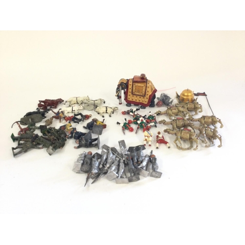 422 - A box containing a quantity of mixed Britains. Crescent lead figures to include circus. Cowboys. Sta... 
