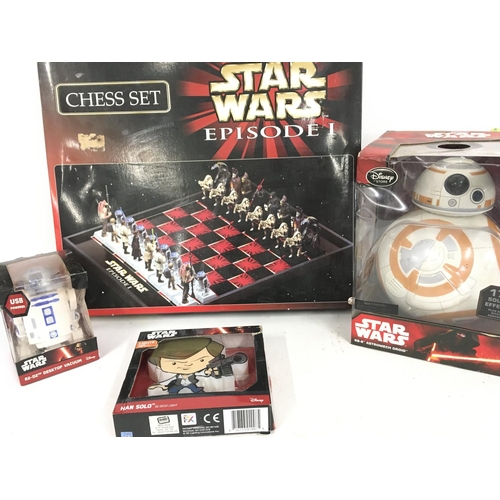 714 - A Collection of Modern Star Wars Items. Including a Episode 1 Chess Set. A BB-8 Asromech Droid. A Ha... 